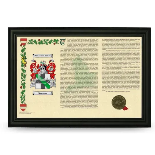 Newnam Armorial Landscape Framed - Black