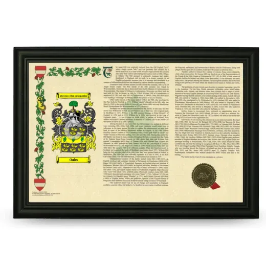 Oaks Armorial Landscape Framed - Black