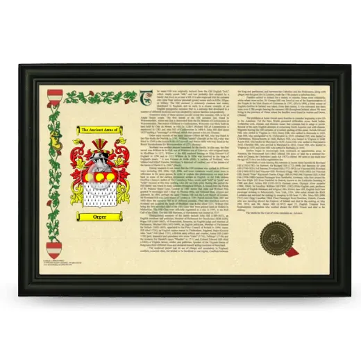Orger Armorial Landscape Framed - Black