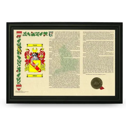 Otter Armorial Landscape Framed - Black