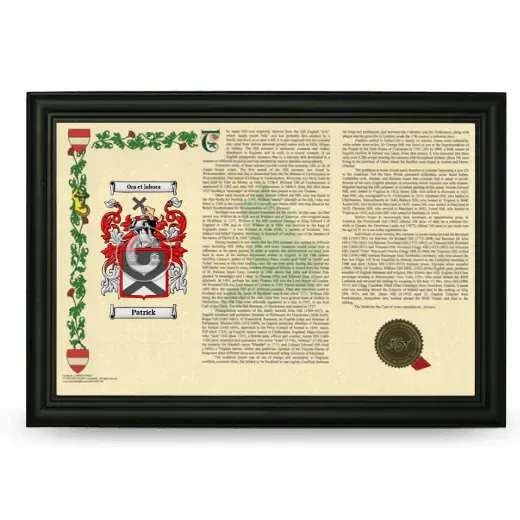 Patrick Armorial Landscape Framed - Black