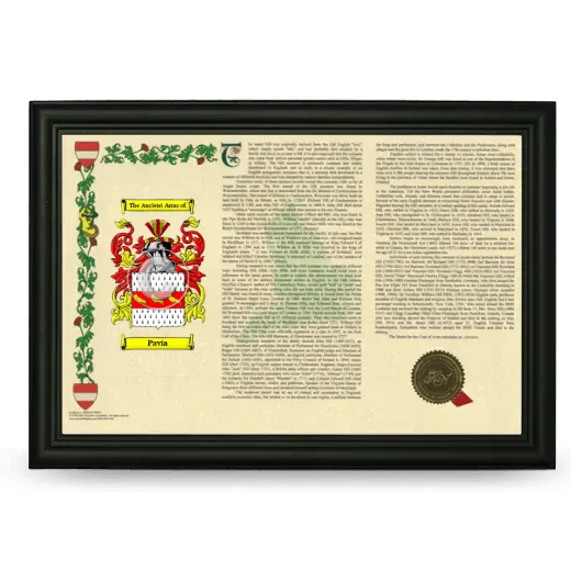Pavia Armorial Landscape Framed - Black