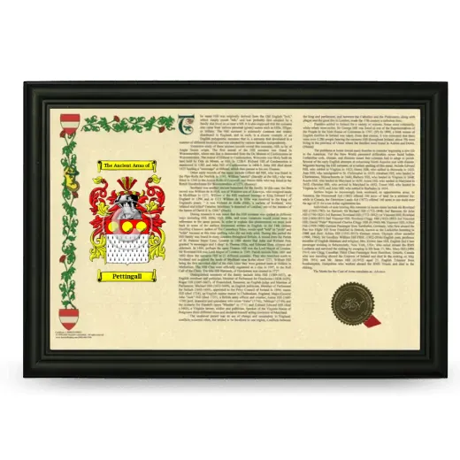 Pettingall Armorial Landscape Framed - Black