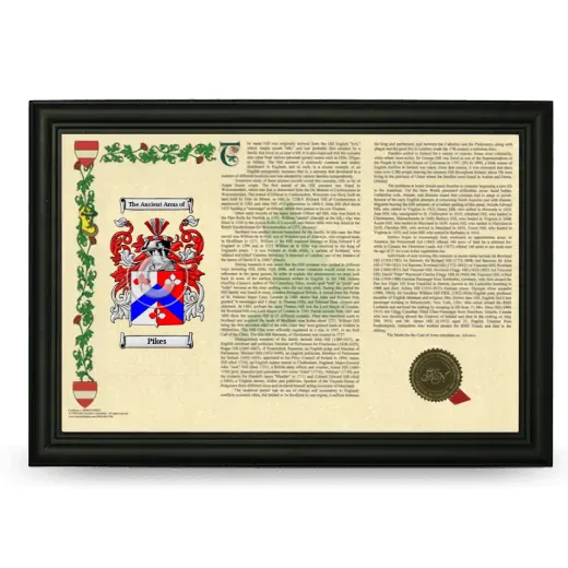 Pikes Armorial Landscape Framed - Black