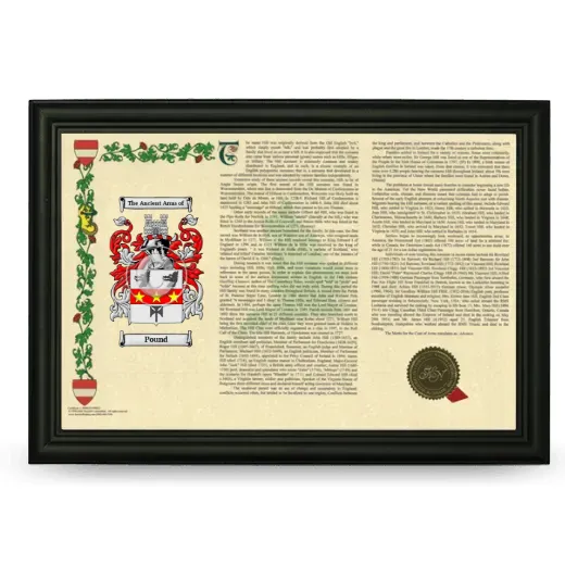 Pound Armorial Landscape Framed - Black