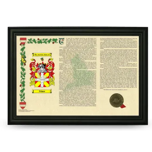 Prince Armorial Landscape Framed - Black
