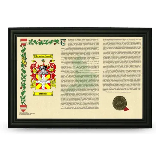 Princess Armorial Landscape Framed - Black