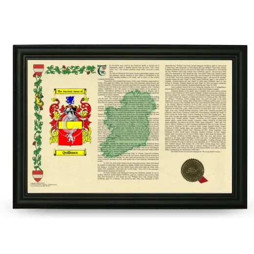 Quillman Armorial Landscape Framed - Black