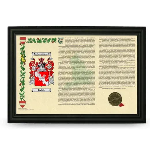 Rodick Armorial Landscape Framed - Black