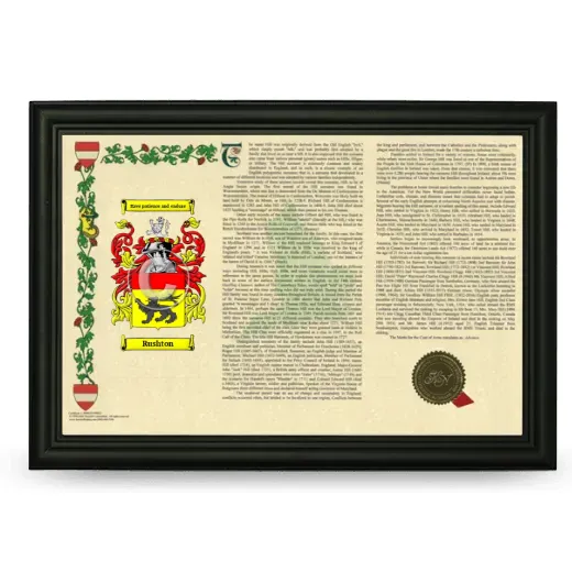 Rushton Armorial Landscape Framed - Black