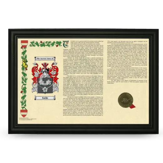 Sacks Armorial Landscape Framed - Black