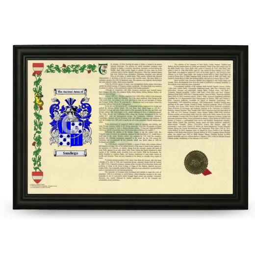Sandiego Armorial Landscape Framed - Black