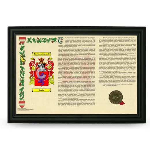 Santa Armorial Landscape Framed - Black