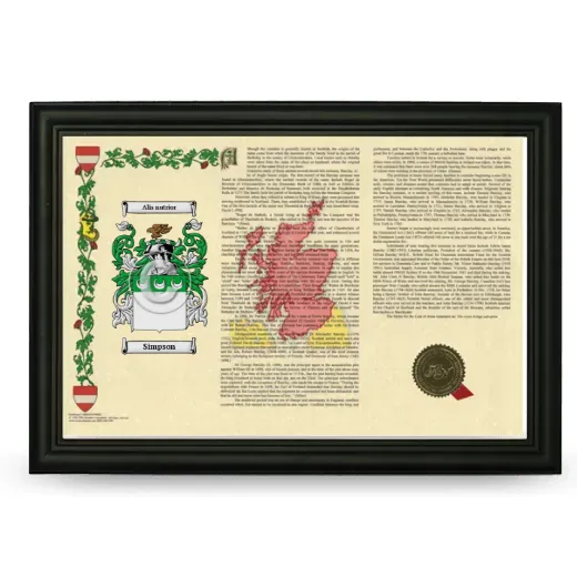 Simpson Armorial Landscape Framed - Black