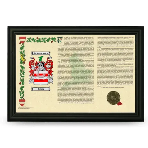 South Armorial Landscape Framed - Black
