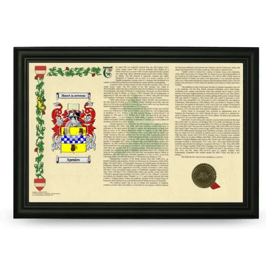 Sprules Armorial Landscape Framed - Black