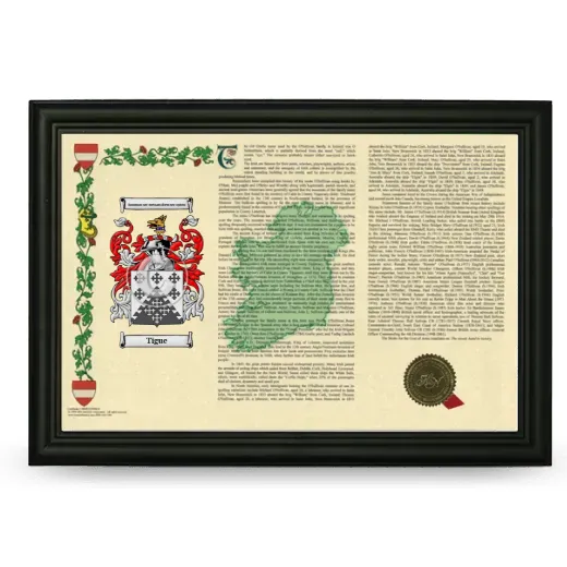 Tigue Armorial Landscape Framed - Black