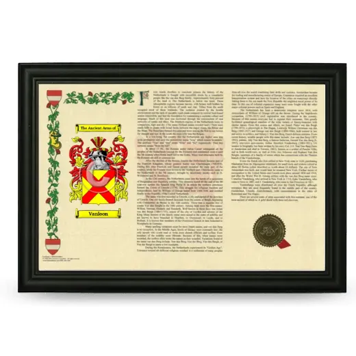 Vanloon Armorial Landscape Framed - Black