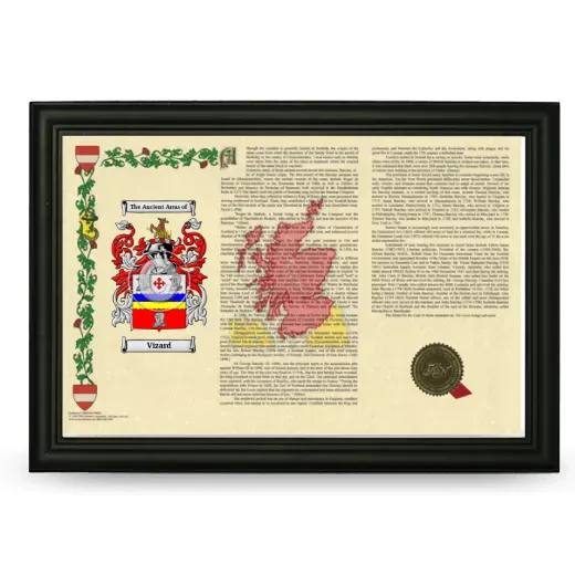 Vizard Armorial Landscape Framed - Black