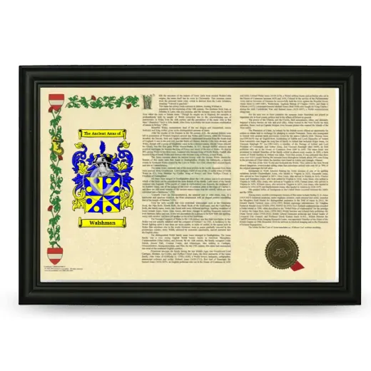 Walshman Armorial Landscape Framed - Black