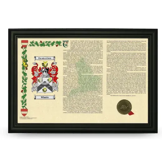 Whatts Armorial Landscape Framed - Black