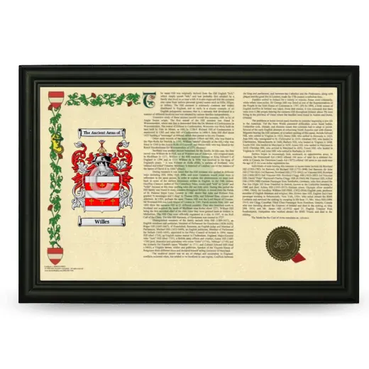 Willes Armorial Landscape Framed - Black