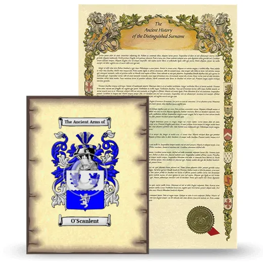 O'Scanlent Coat of Arms and Surname History Package