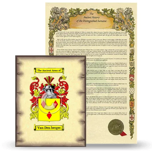 Van Den berger Coat of Arms and Surname History Package