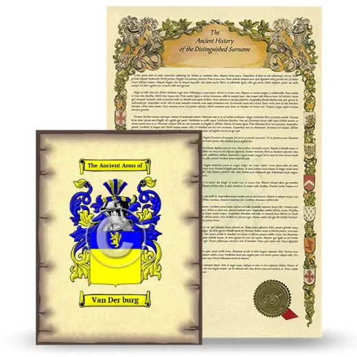 Van Der burg Coat of Arms and Surname History Package