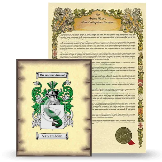 Van Embden Coat of Arms and Surname History Package