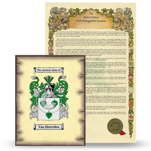 Van Heuvelen Coat of Arms and Surname History Package