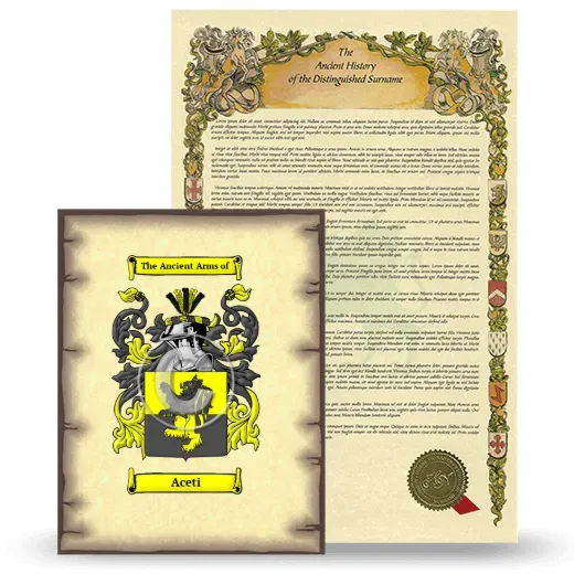 Aceti Coat of Arms and Surname History Package