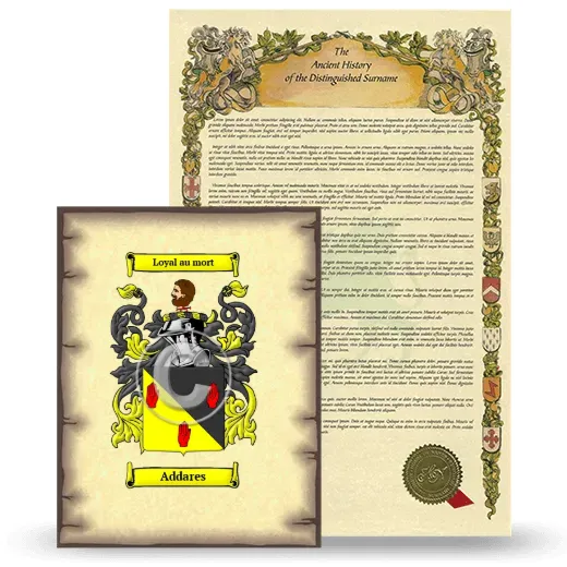 Addares Coat of Arms and Surname History Package