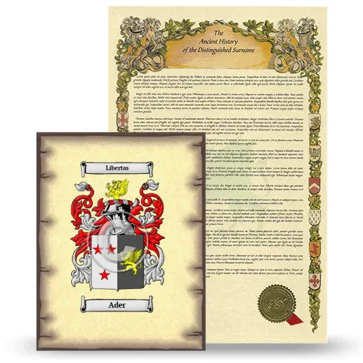 Ader Coat of Arms and Surname History Package
