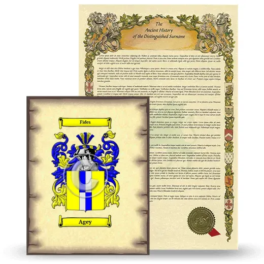 Agey Coat of Arms and Surname History Package