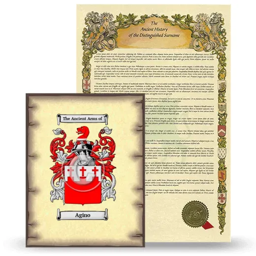 Agino Coat of Arms and Surname History Package