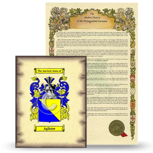 Aglione Coat of Arms and Surname History Package