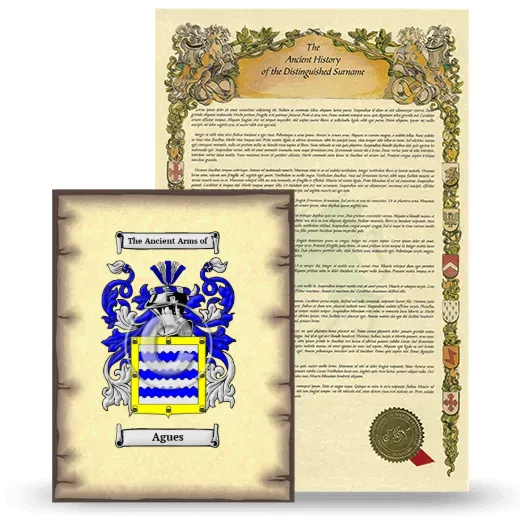 Agues Coat of Arms and Surname History Package