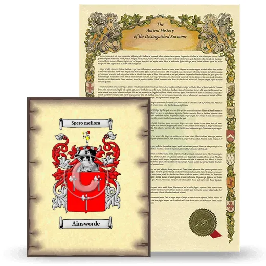 Ainsworde Coat of Arms and Surname History Package