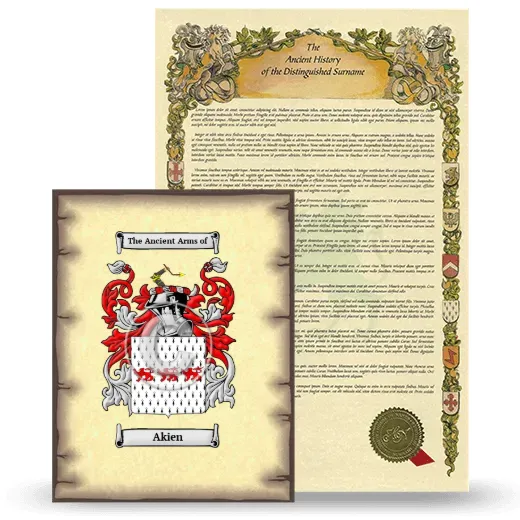 Akien Coat of Arms and Surname History Package