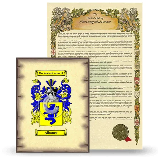 Albanee Coat of Arms and Surname History Package
