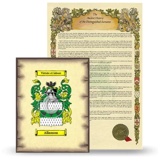 Allanson Coat of Arms and Surname History Package