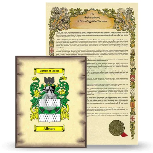 Allenay Coat of Arms and Surname History Package