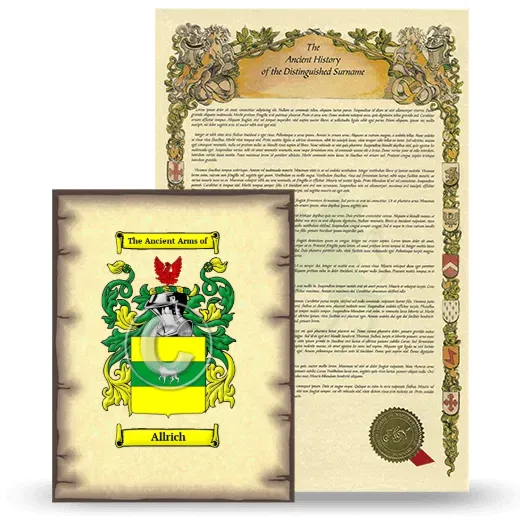 Allrich Coat of Arms and Surname History Package