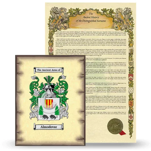 Almodovar Coat of Arms and Surname History Package