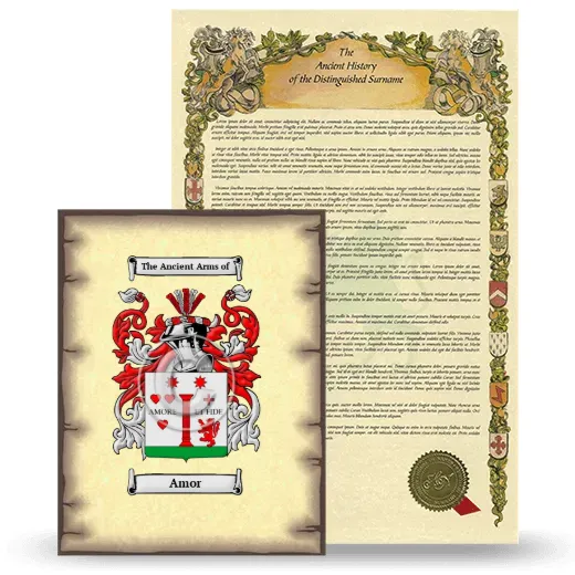 Amor Coat of Arms and Surname History Package