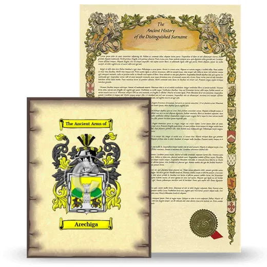 Arechiga Coat of Arms and Surname History Package