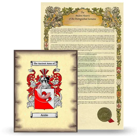 Arzio Coat of Arms and Surname History Package
