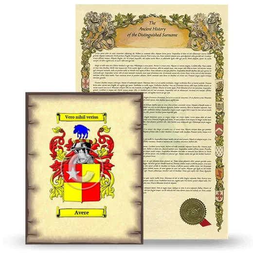 Avere Coat of Arms and Surname History Package