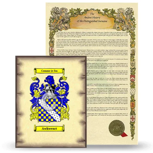 Awkweart Coat of Arms and Surname History Package